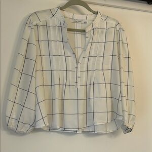 bishop + young Cream and Black Check Blouse